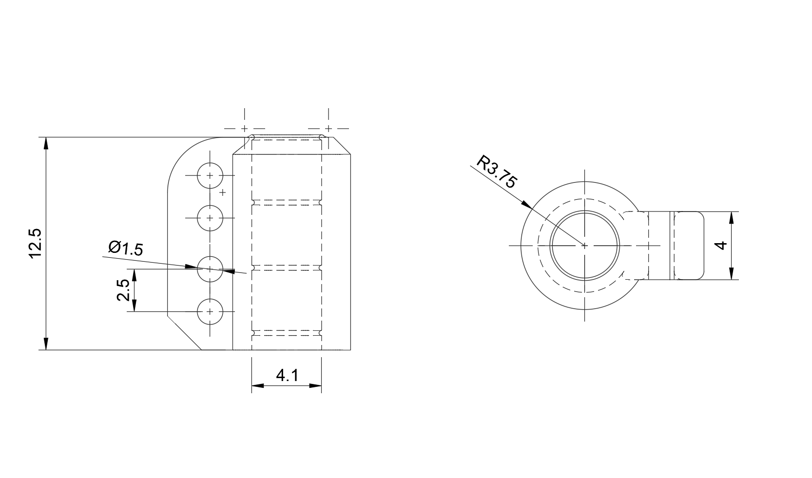 Fichier STL - Capelage – Ø 4 mm à quatre trous Ø 1,5 mm – Image 2